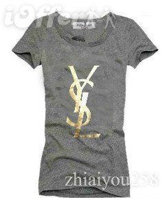YSL short round collar T woman S-XL-001